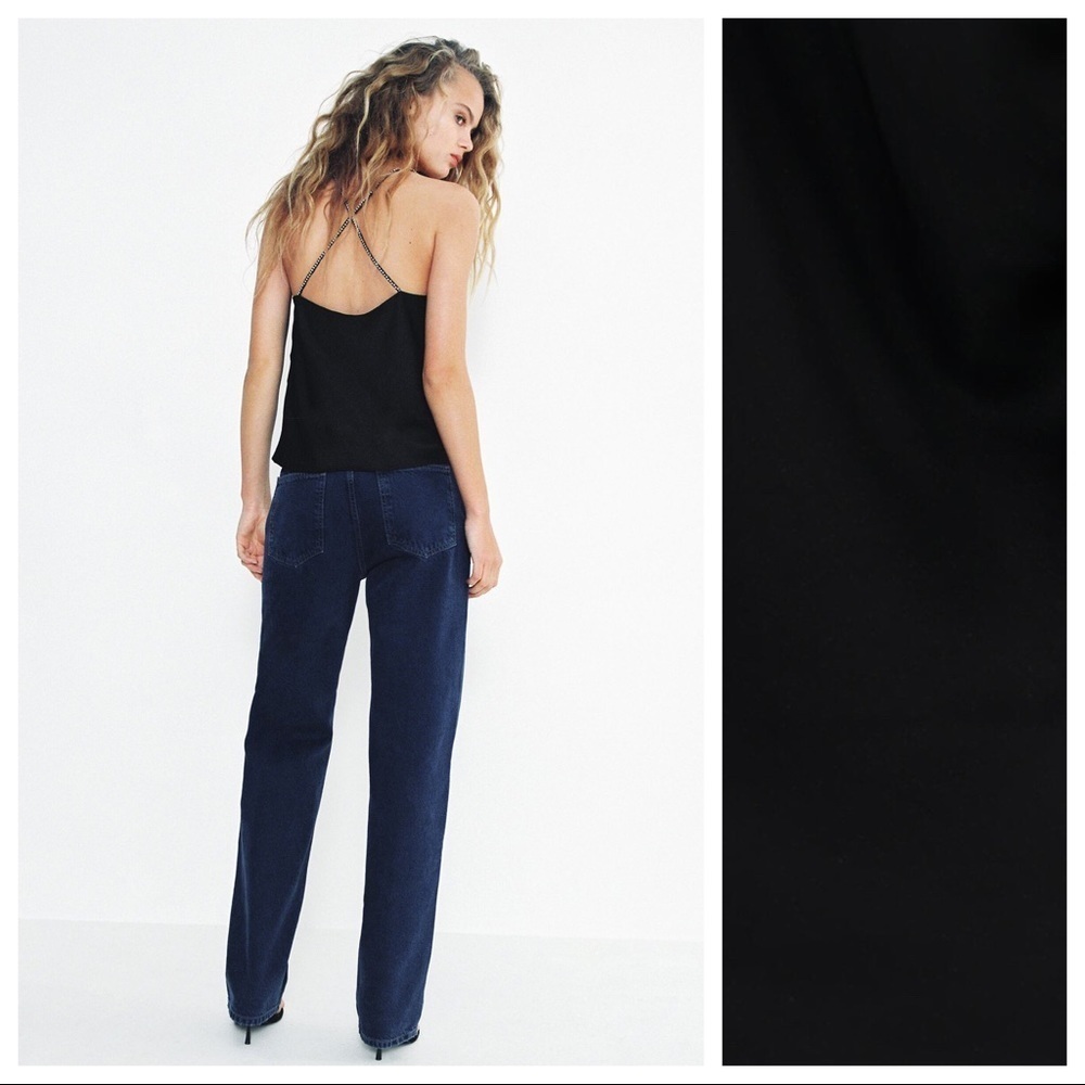 NWT. Zara Black Satin Effect Jewel Top. Size M. - Picture 2 of 9